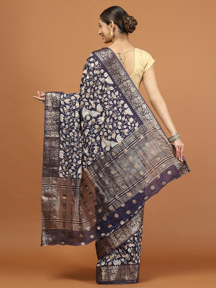 Patola Zari Border Printed Cotton Blend Woven Saree