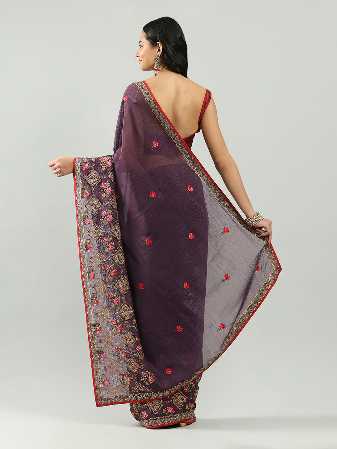 Embroidery Border Organza Saree