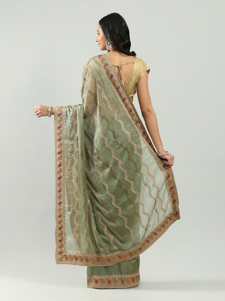 Embroidery Border Organza Saree