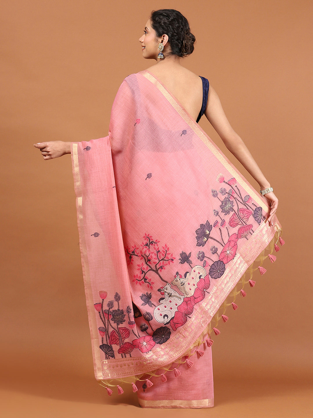 Woven Border Booti Art Silk Saree