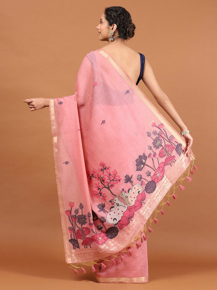 Woven Border Booti Art Silk Saree