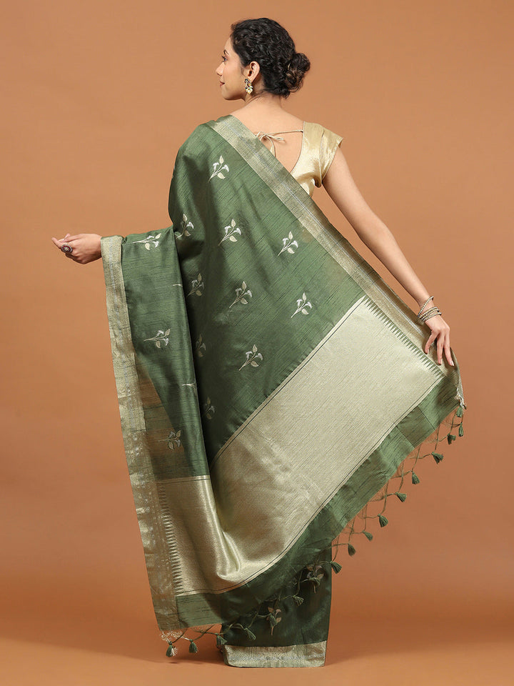 Woven Border Booti Art Silk Saree