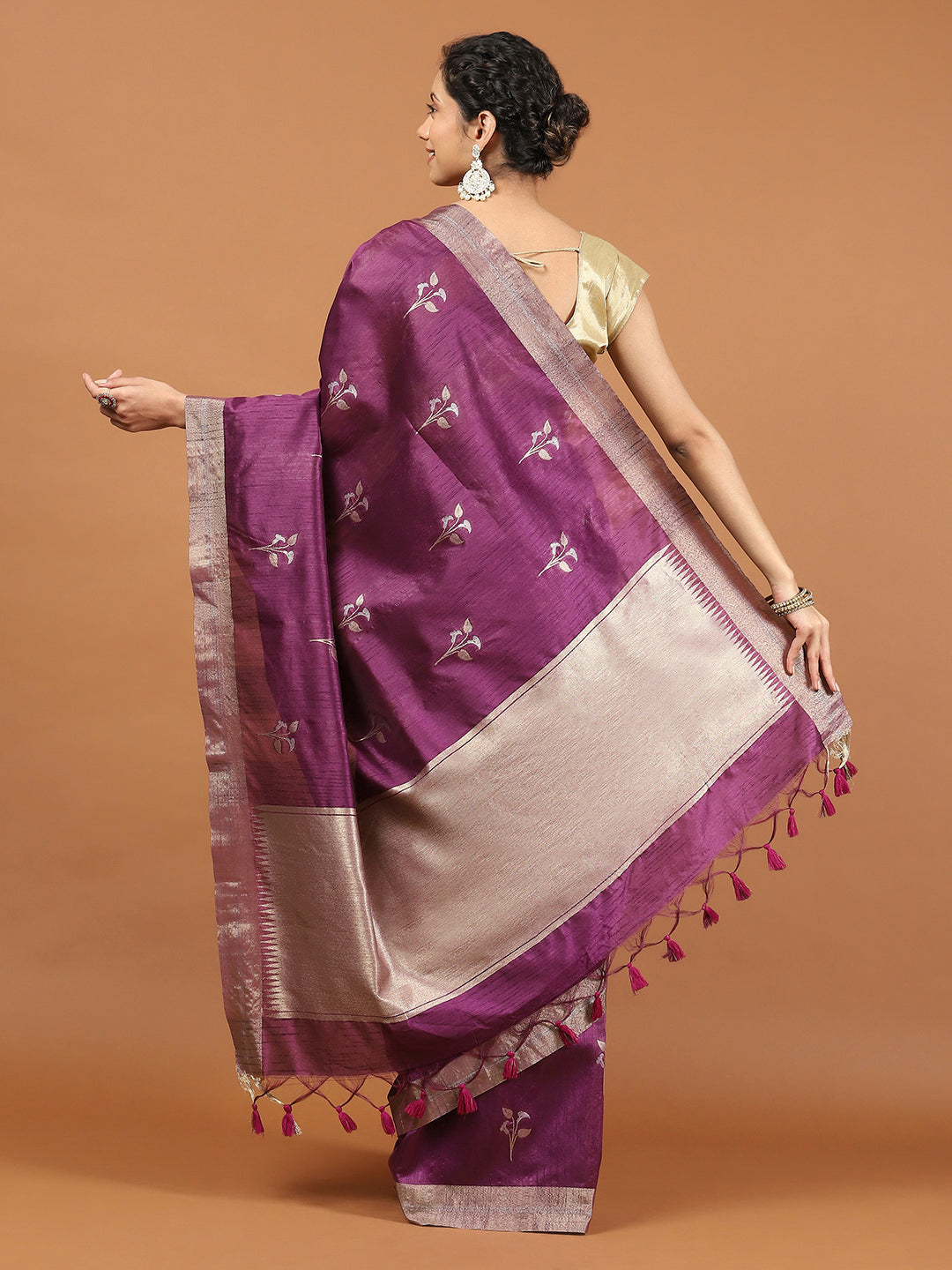Woven Border Booti Art Silk Saree
