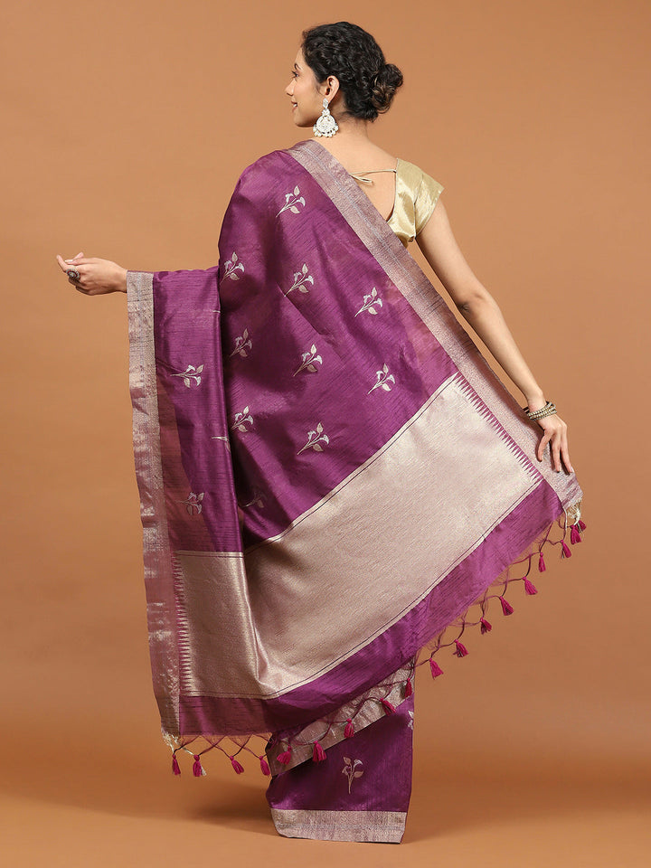 Woven Border Booti Art Silk Saree