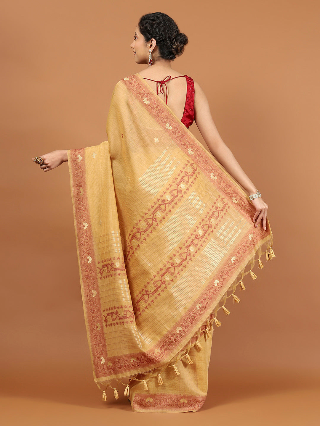 Woven Border Booti Art Silk Saree