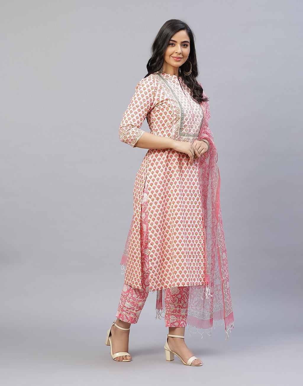 Printed Cotton salwar Kameez Stitched Suit With Kota Printed Dupatta