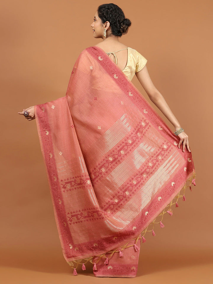 Woven Border Booti Art Silk Saree