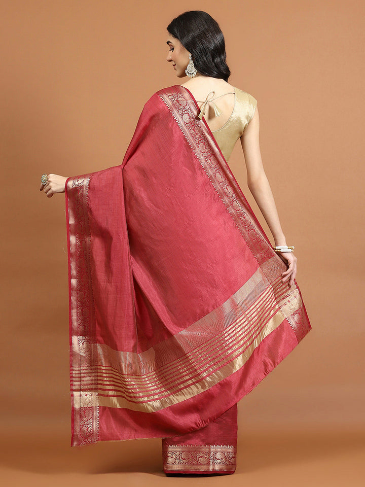 Zari Border Booti Art Silk Woven Saree