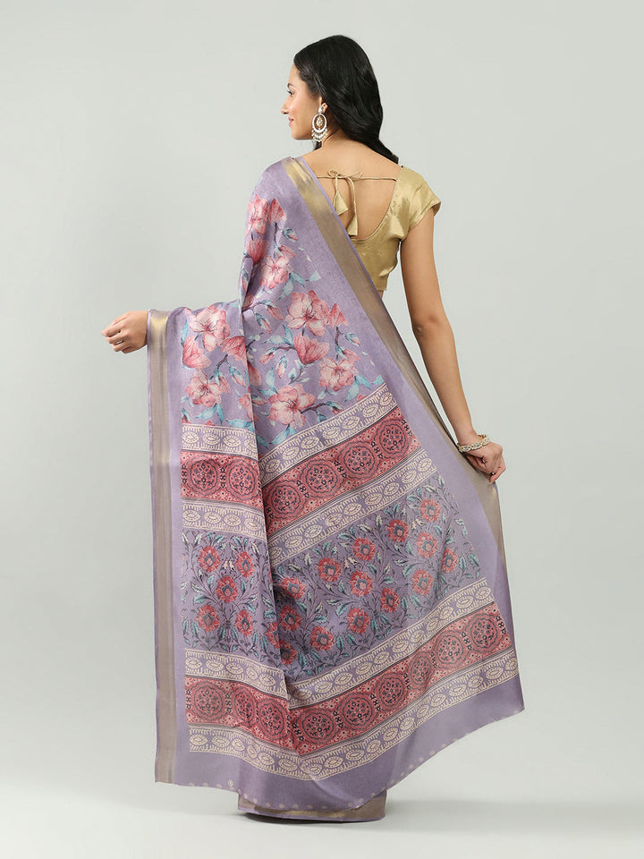 Floral Printed Art Silk Woven Saree