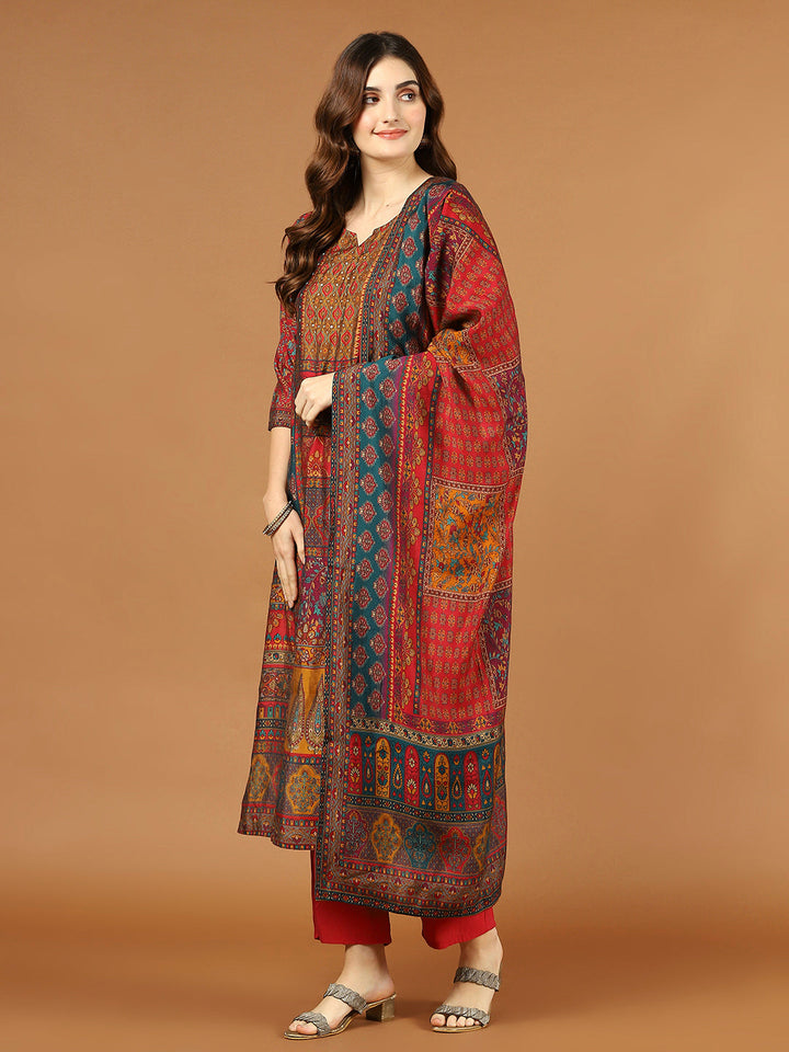Digital Print Muslin Kurta With Pant &amp; Dupatta