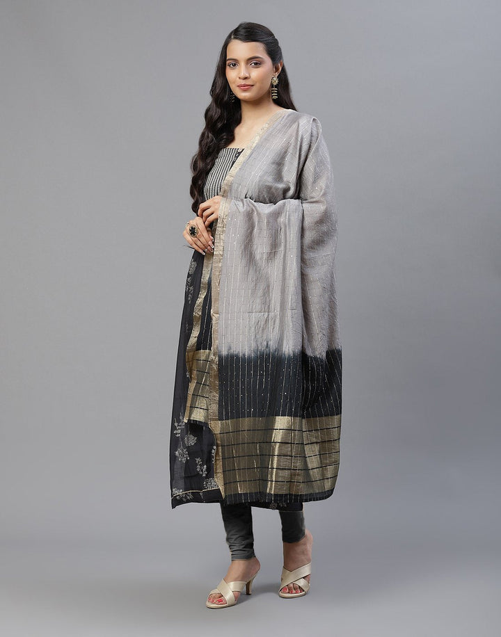 Chanderi Printed Embroidered Suit piece
