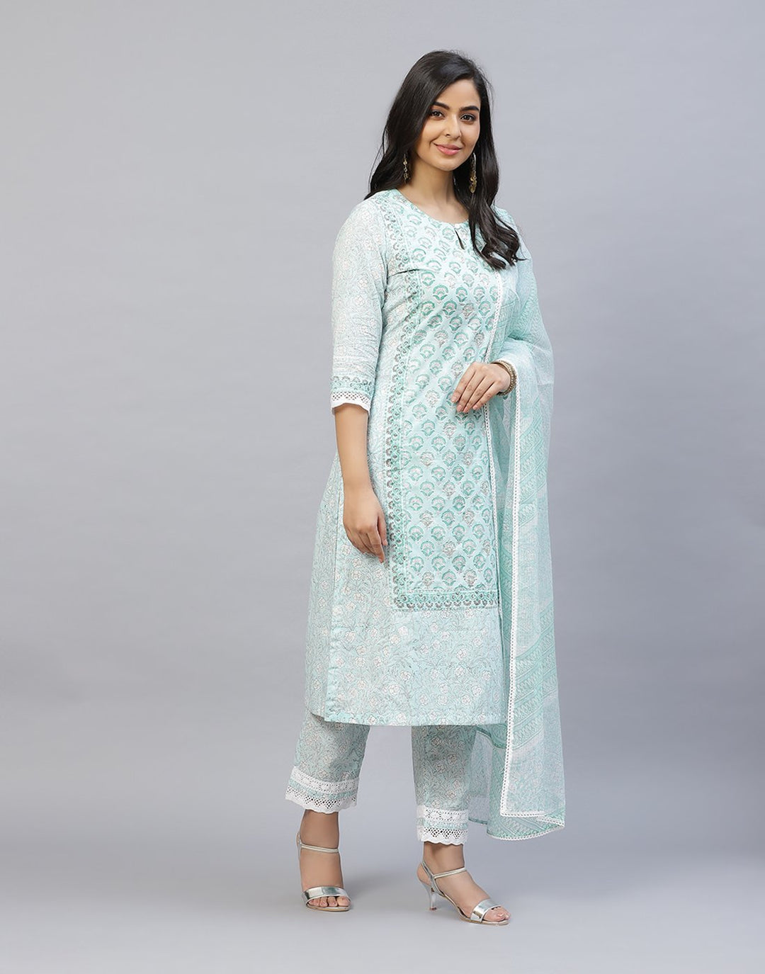 Printed Cotton salwar Kameez Stitched Suit With Kota Printed Dupatta