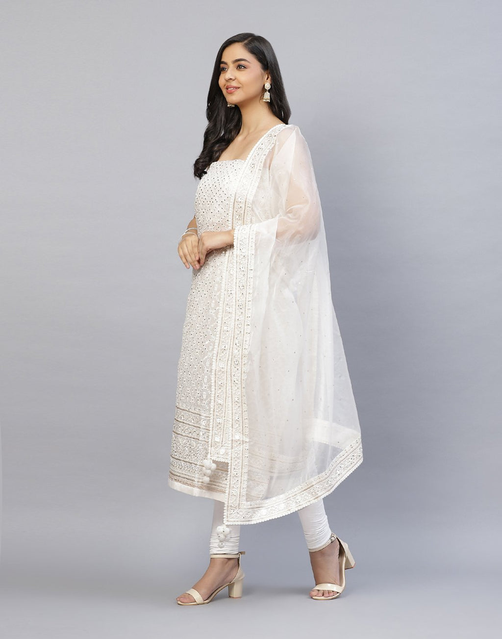 Embroidered Organza Kora Suit Piece