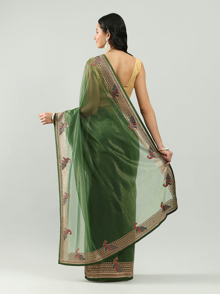 Stone Embroidery Tissue Saree