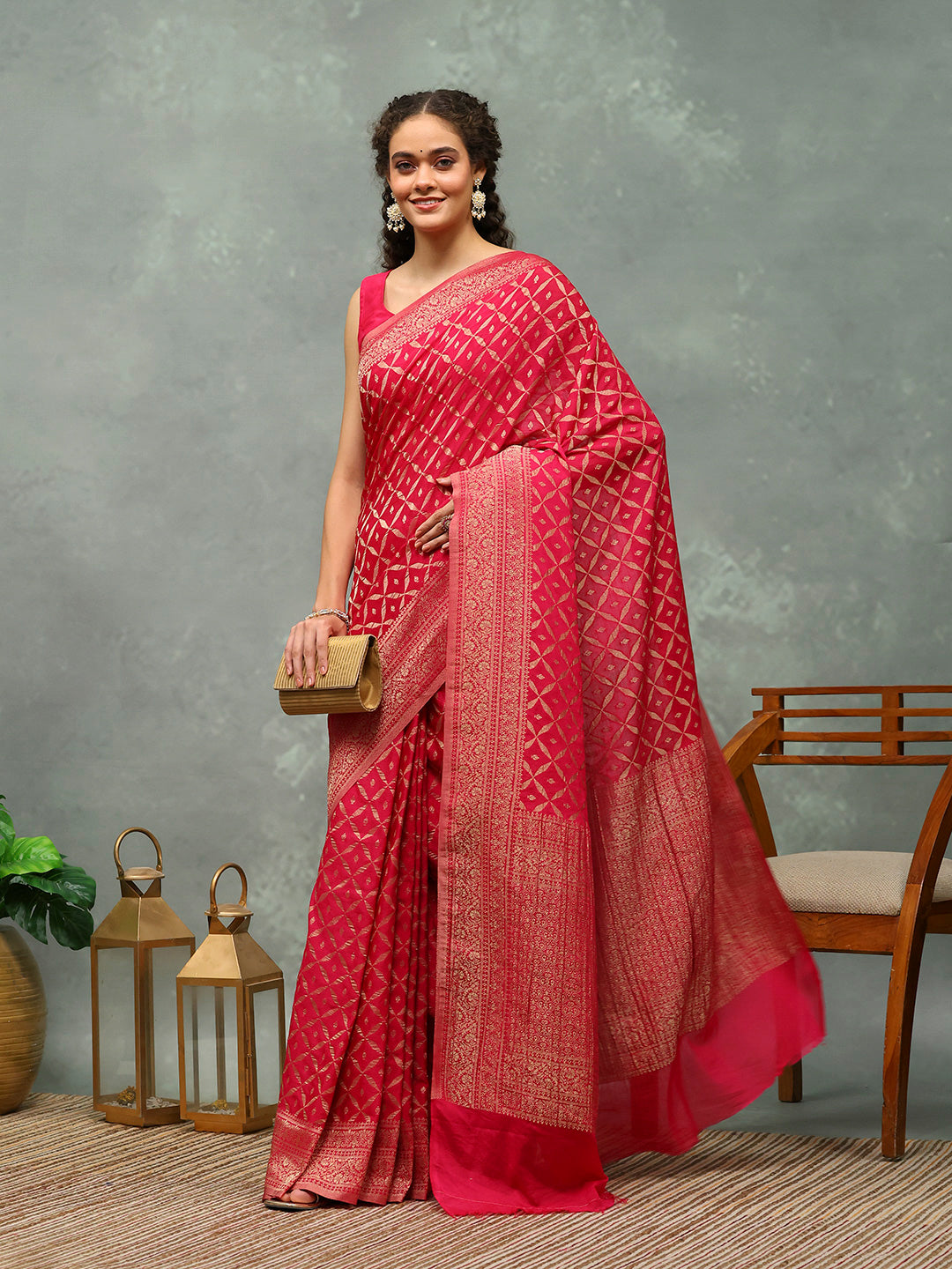 Woven Jaal Georgette Saree
