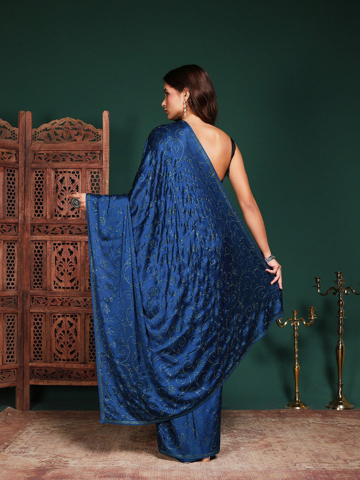 Embroidered Satin Saree