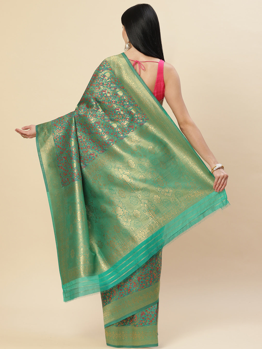 Zari Jaal Handloom Woven Saree