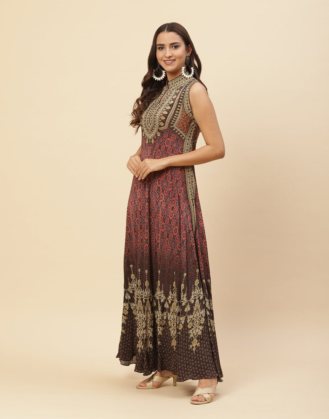Digital Printed Crepe Gown