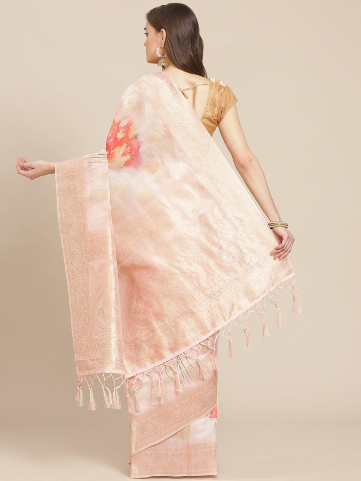 Digital Floral Banarasi Pallu Sarees Printed