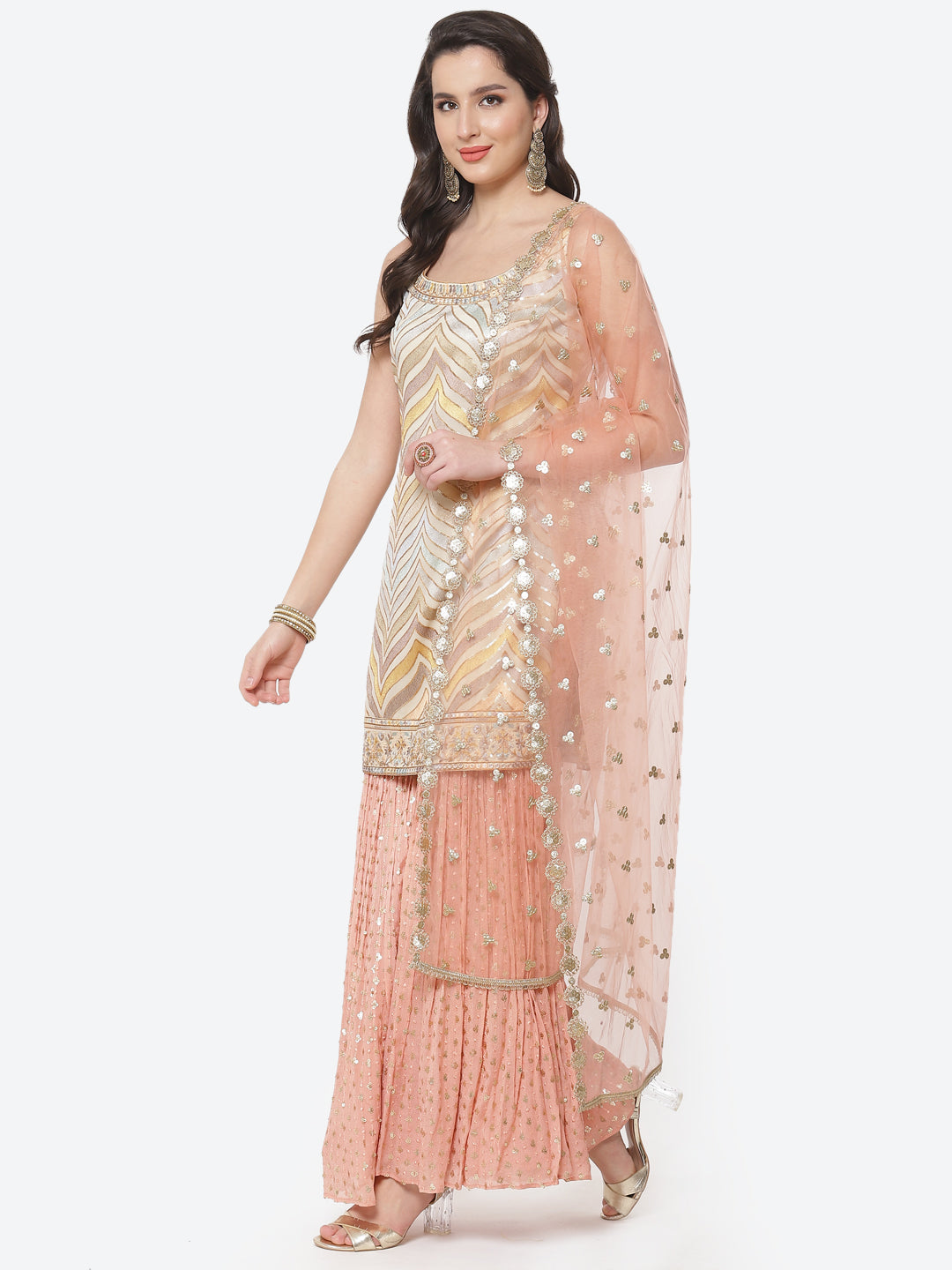 Sequence Georgette Stitched Salwar Kameez With Net Booti Dupatta