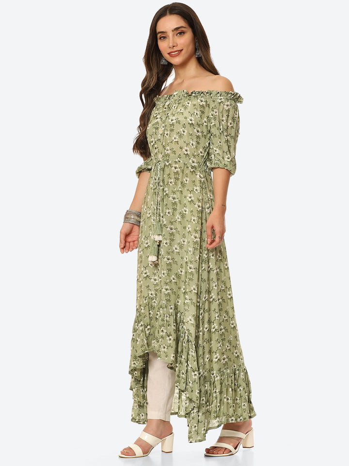 Floral Printed Muslin Kurta