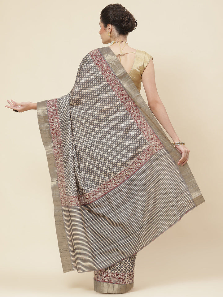 Printed Tussar Saree