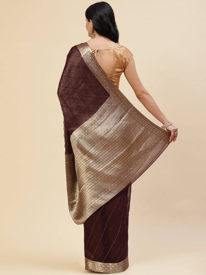 Stone Work Chiffon Plain Saree