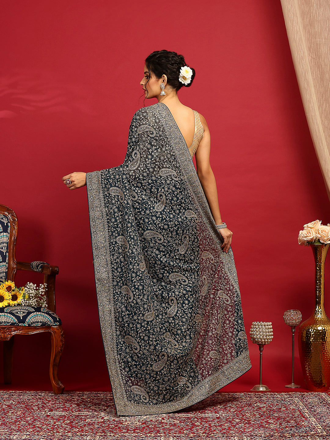 Embroidered Georgette Saree
