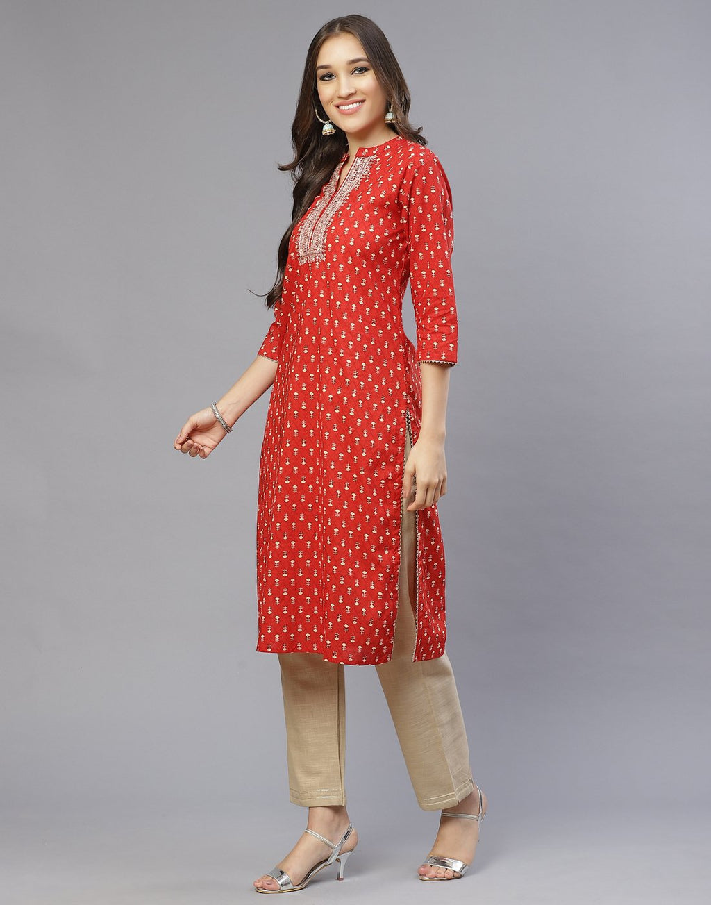 Cotton Kurti With Yoke Embroidery