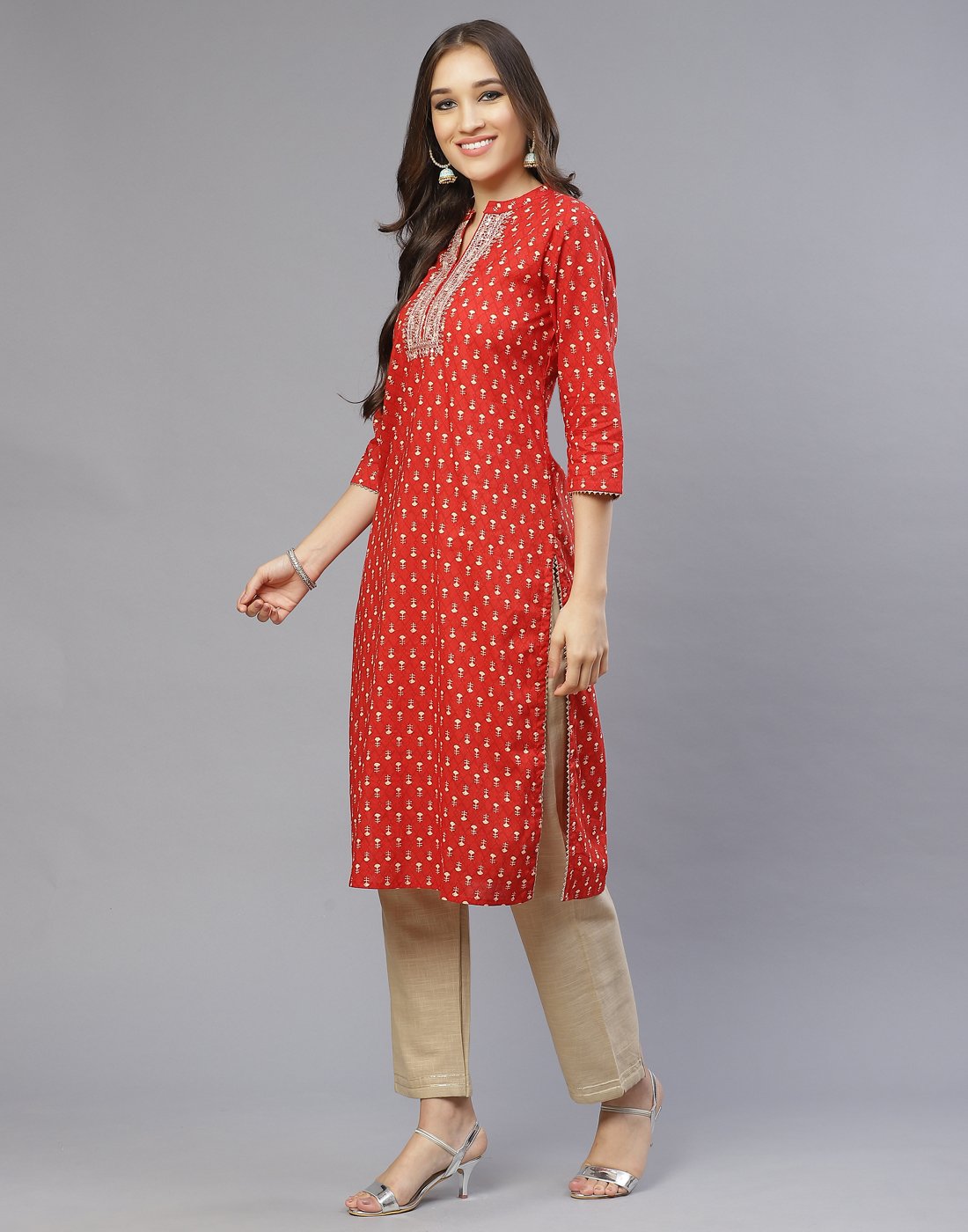 Cotton Kurti With Yoke Embroidery
