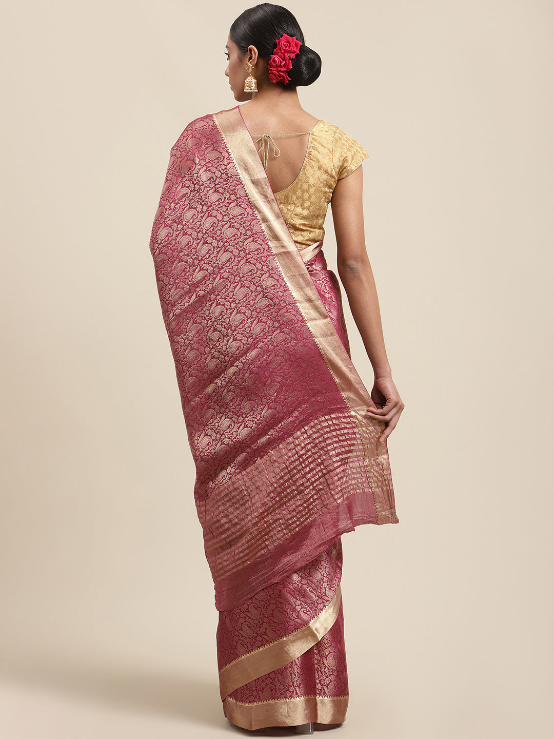 Brocade Zari Border Georgette Plain Saree