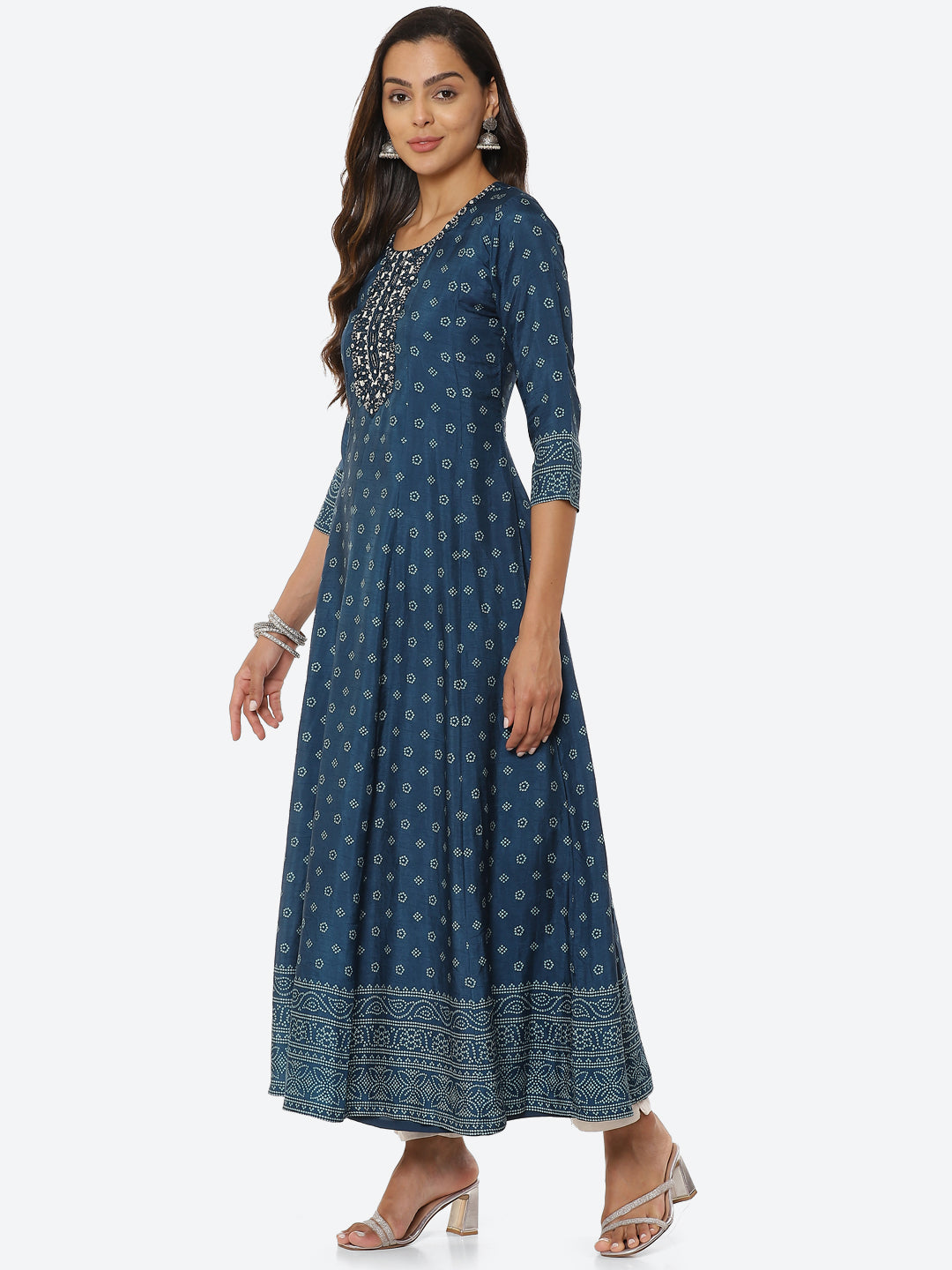 Mirror Work Printed Handloom Kurta