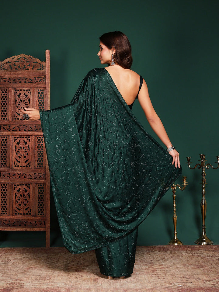 Embroidered Satin Saree