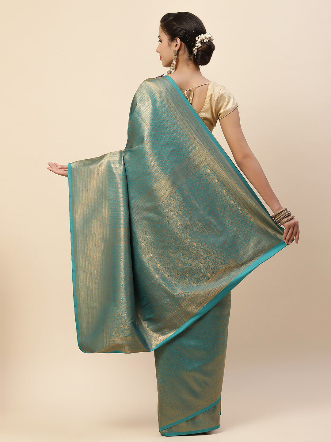 Brocade Zari Zaal Art Handloom Woven Saree