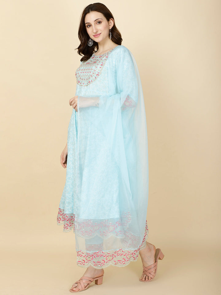 Booti Printed Cotton Kurta With Pants &amp; Dupatta