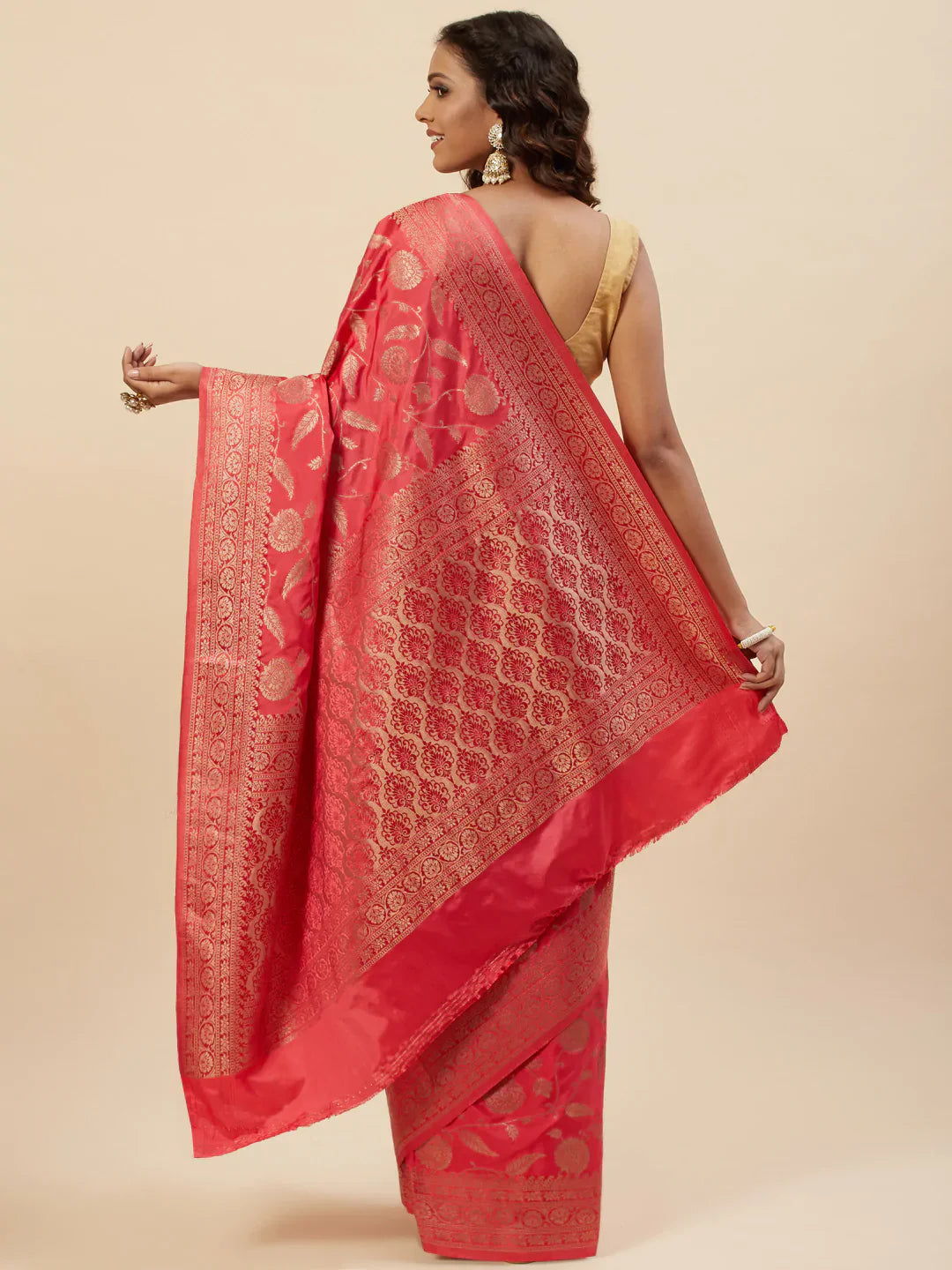 Floral Zari Jaal Handloom Woven Saree