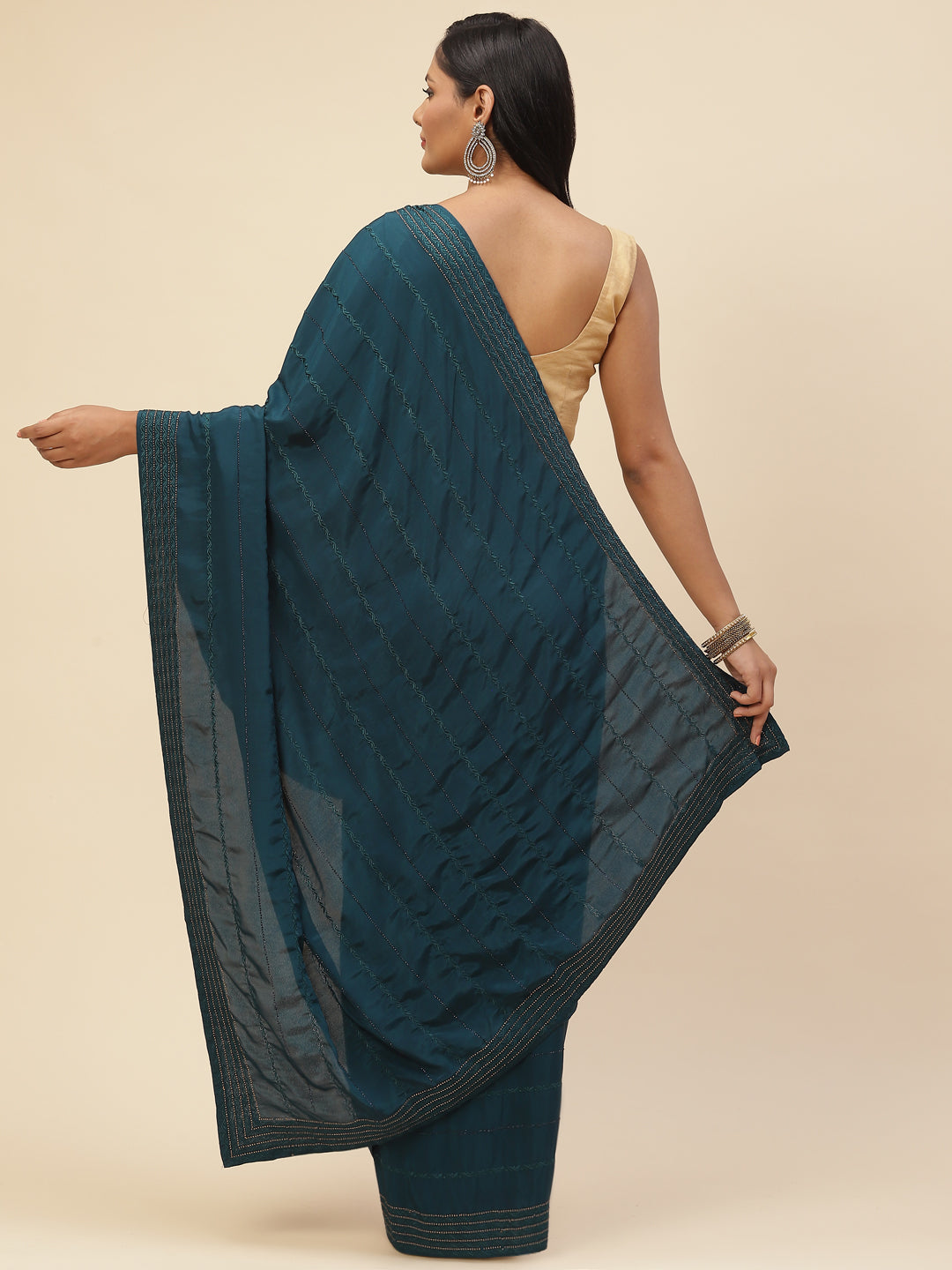 Swarovski Embroidered Crepe Saree