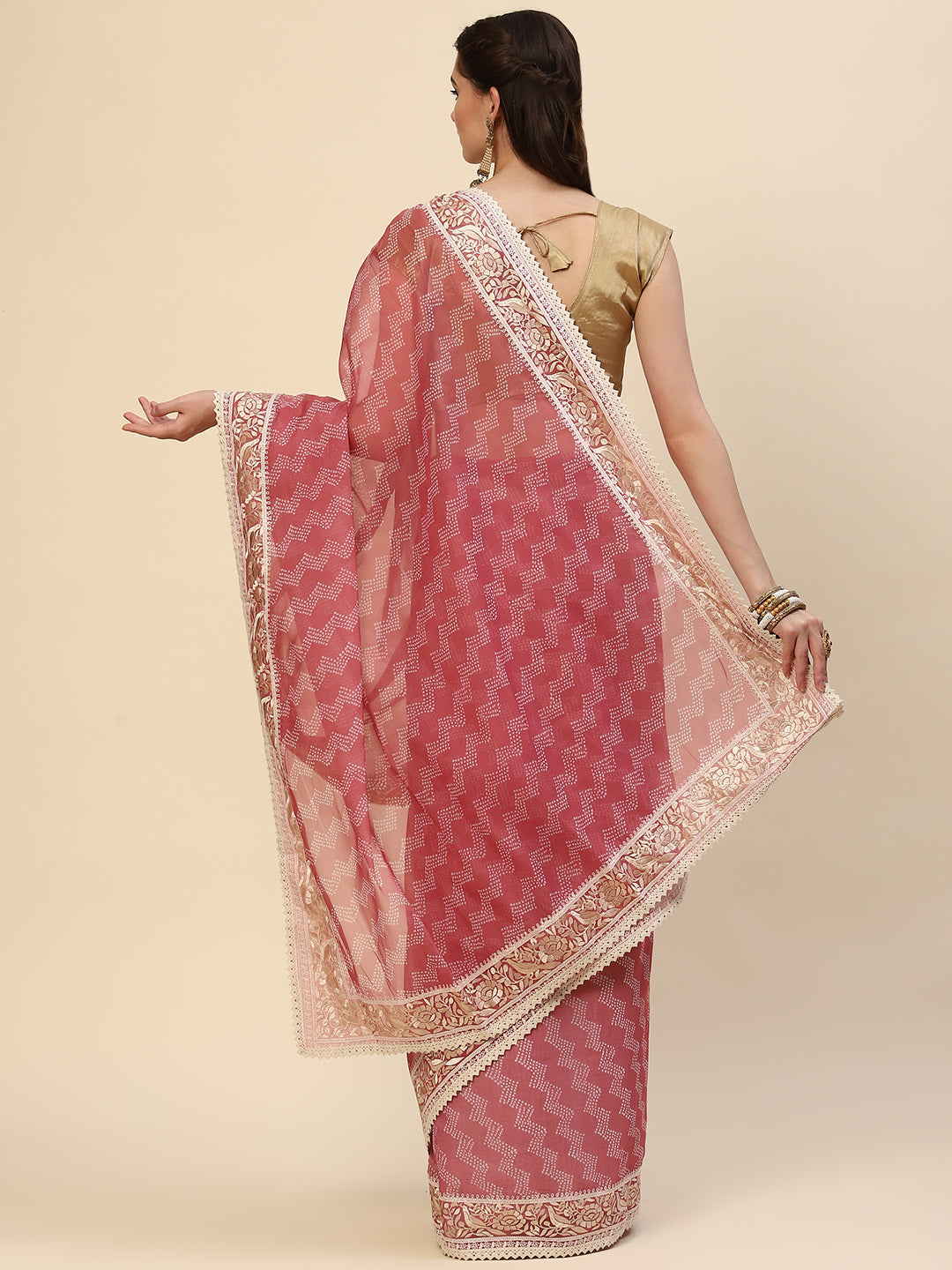Bandhani Printed Organza Saree