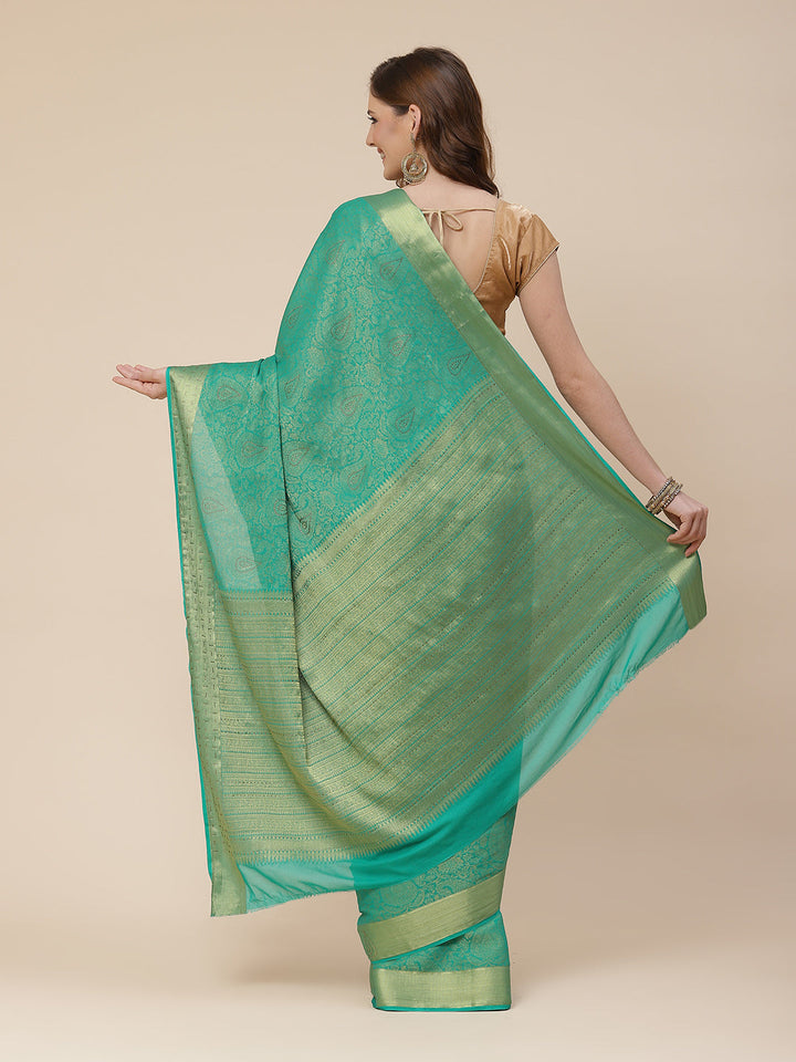 Light Brocade Georgette Plain Saree