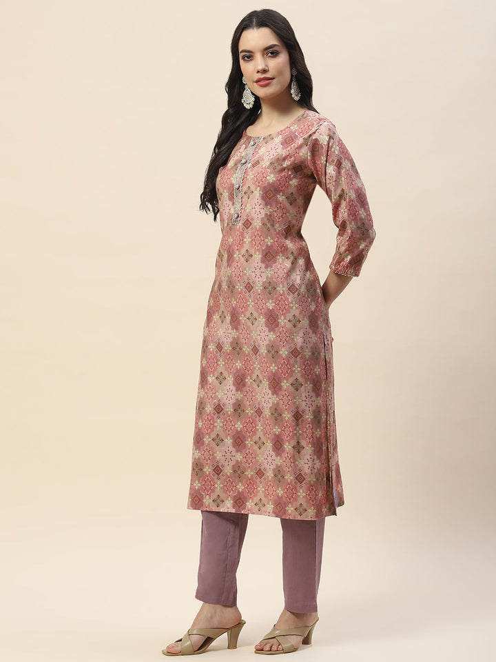 Printed Muslin Straight Kurta