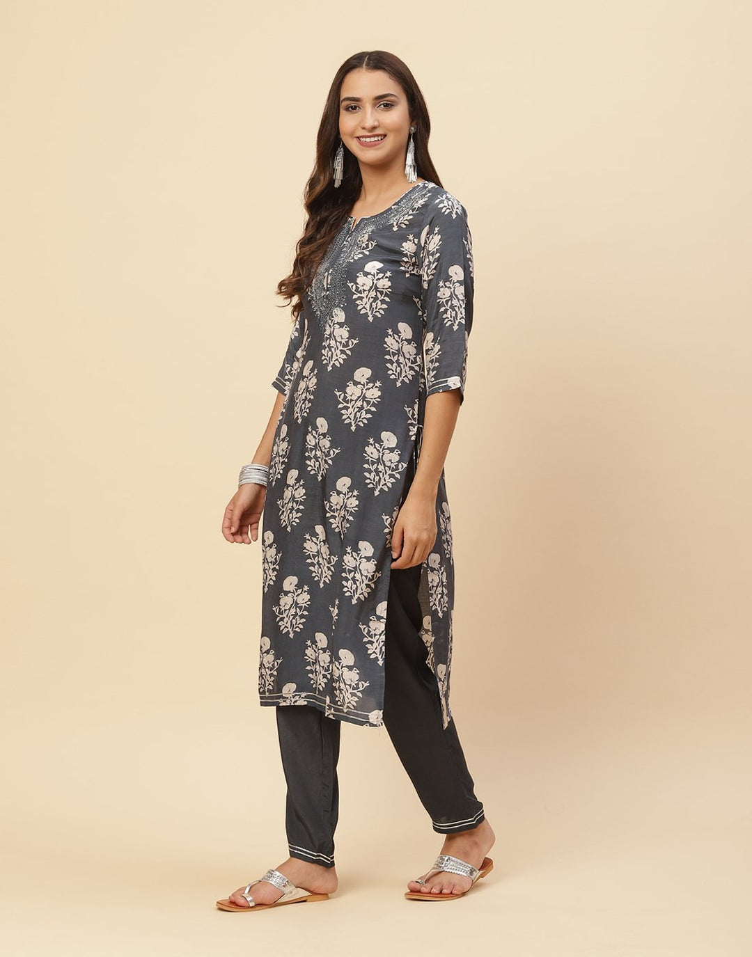 Printed Cotton Muslin Kurti With Pant