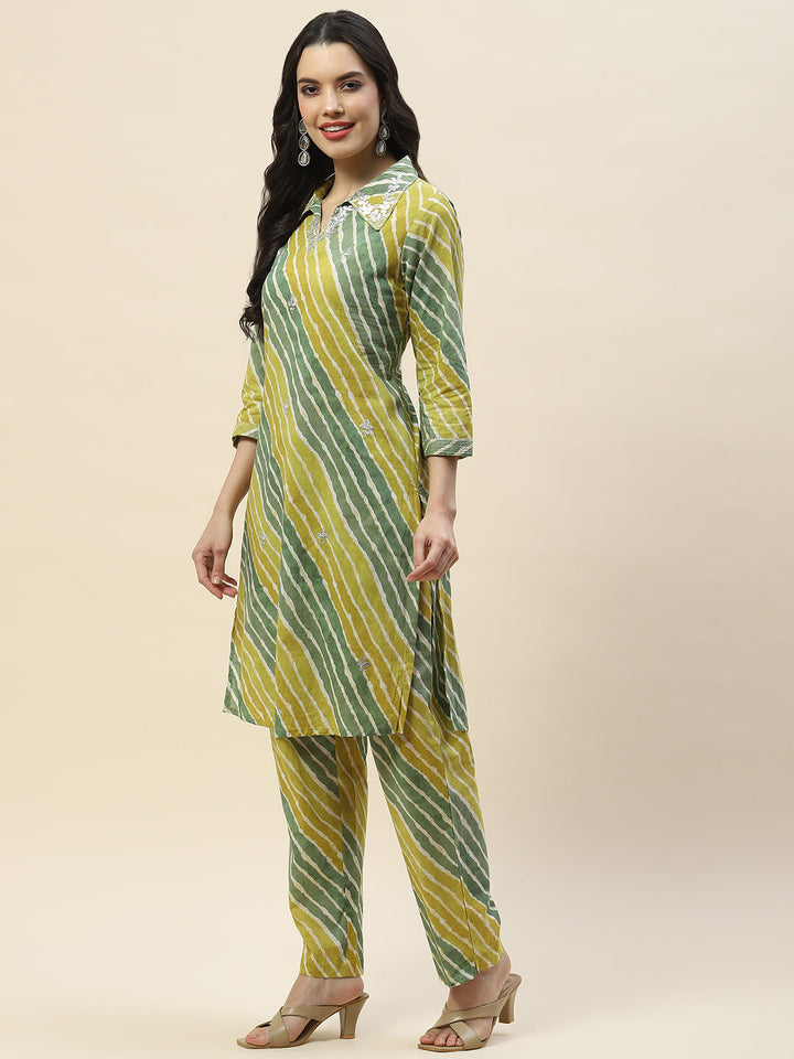 Printed Cotton Kurta With Pants