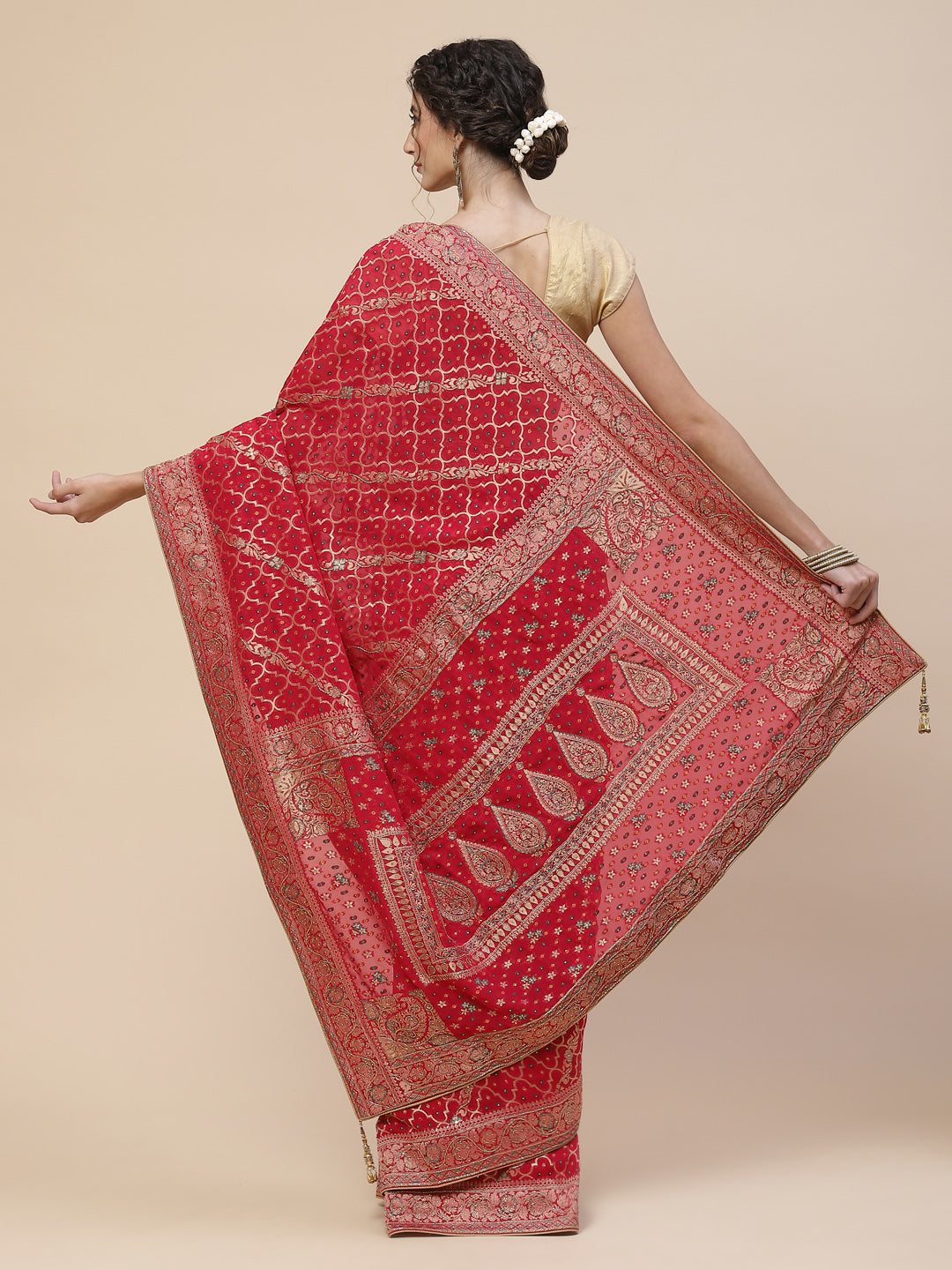 Gharchola Banarasi Embroidered Saree