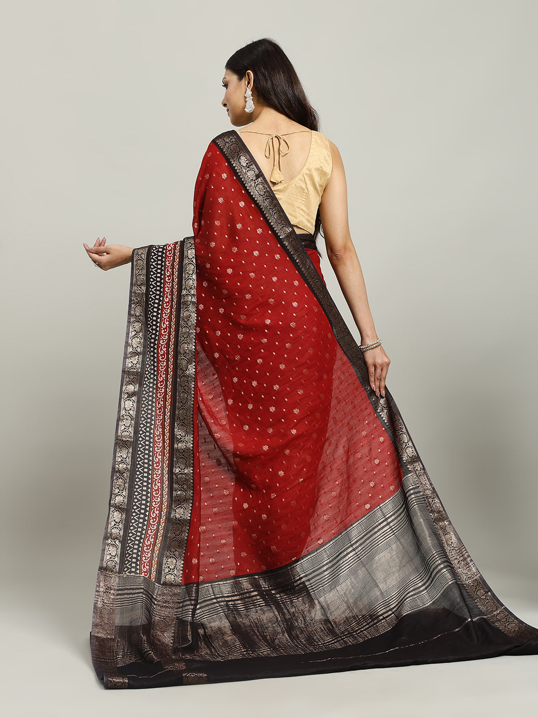 Digital Printed Cotton Blend Woven Saree