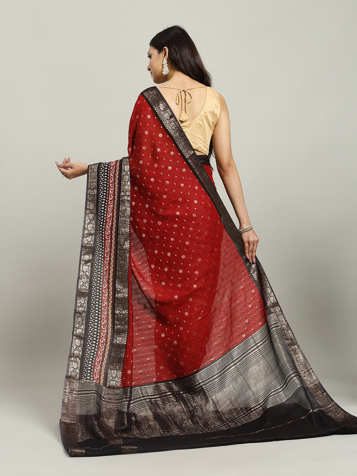 Digital Printed Cotton Blend Woven Saree