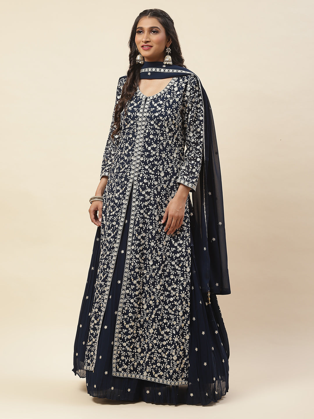 Georgette Kurta With Skirt & Dupatta