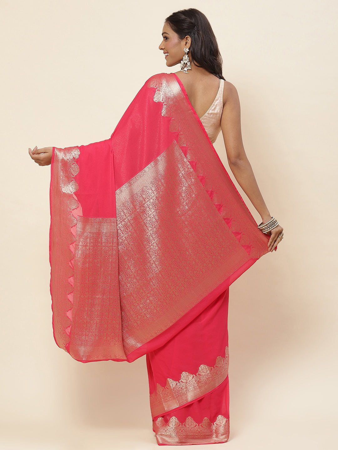 Zari Border Georgette Saree