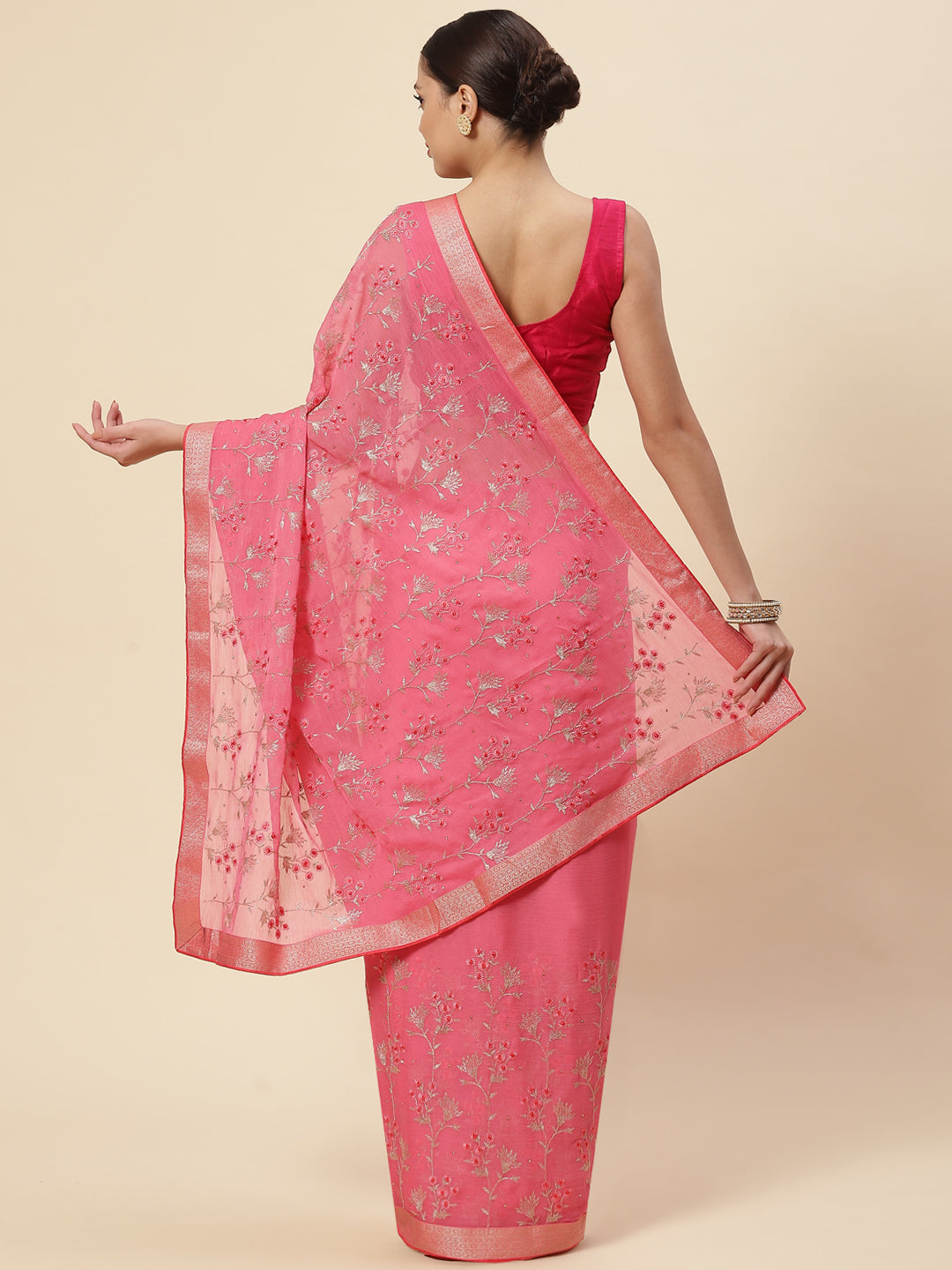 Resham Embroidered Chiffon Saree