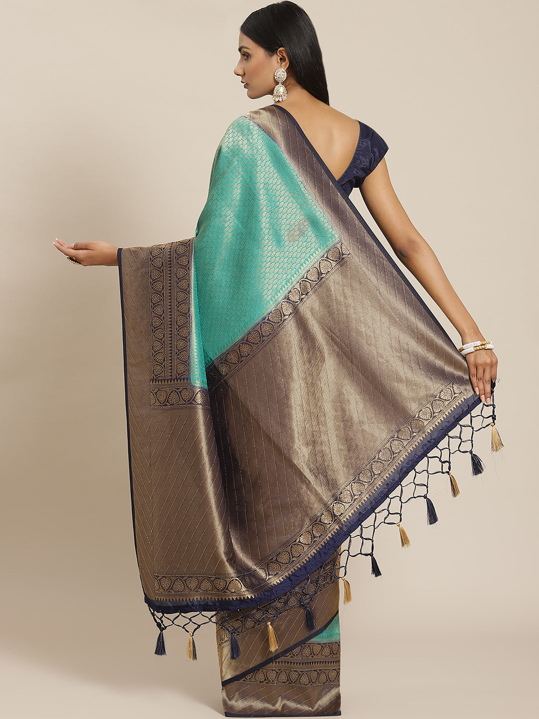 Brocade Art Handloom Embroidered Saree