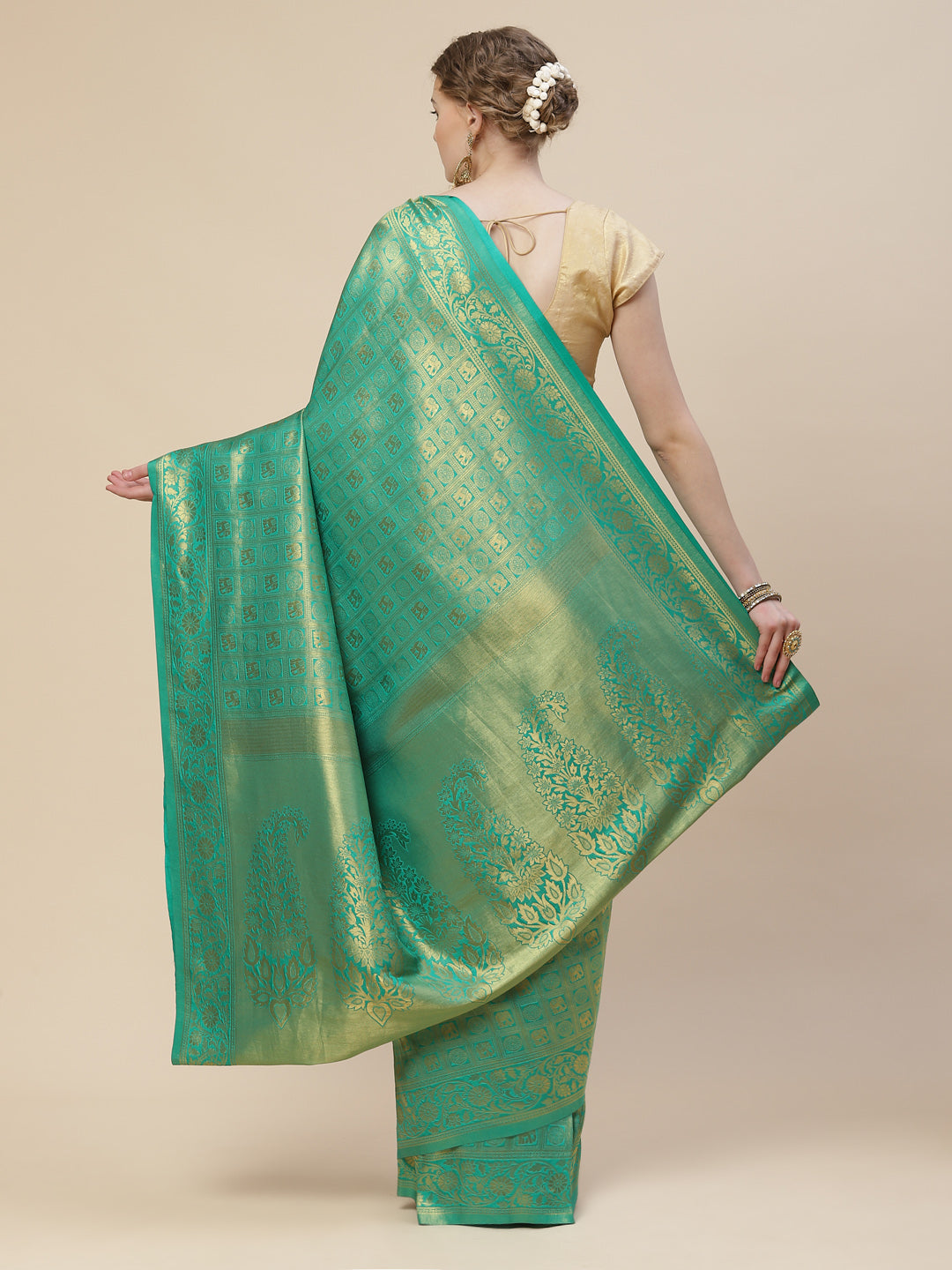 Brocade Zari Jaal Art Handloom Woven Saree